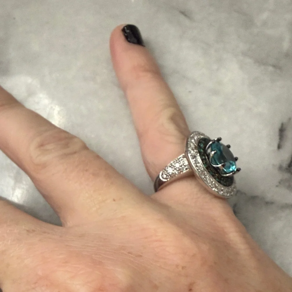Blue Zirconia 925 sterling silver ring